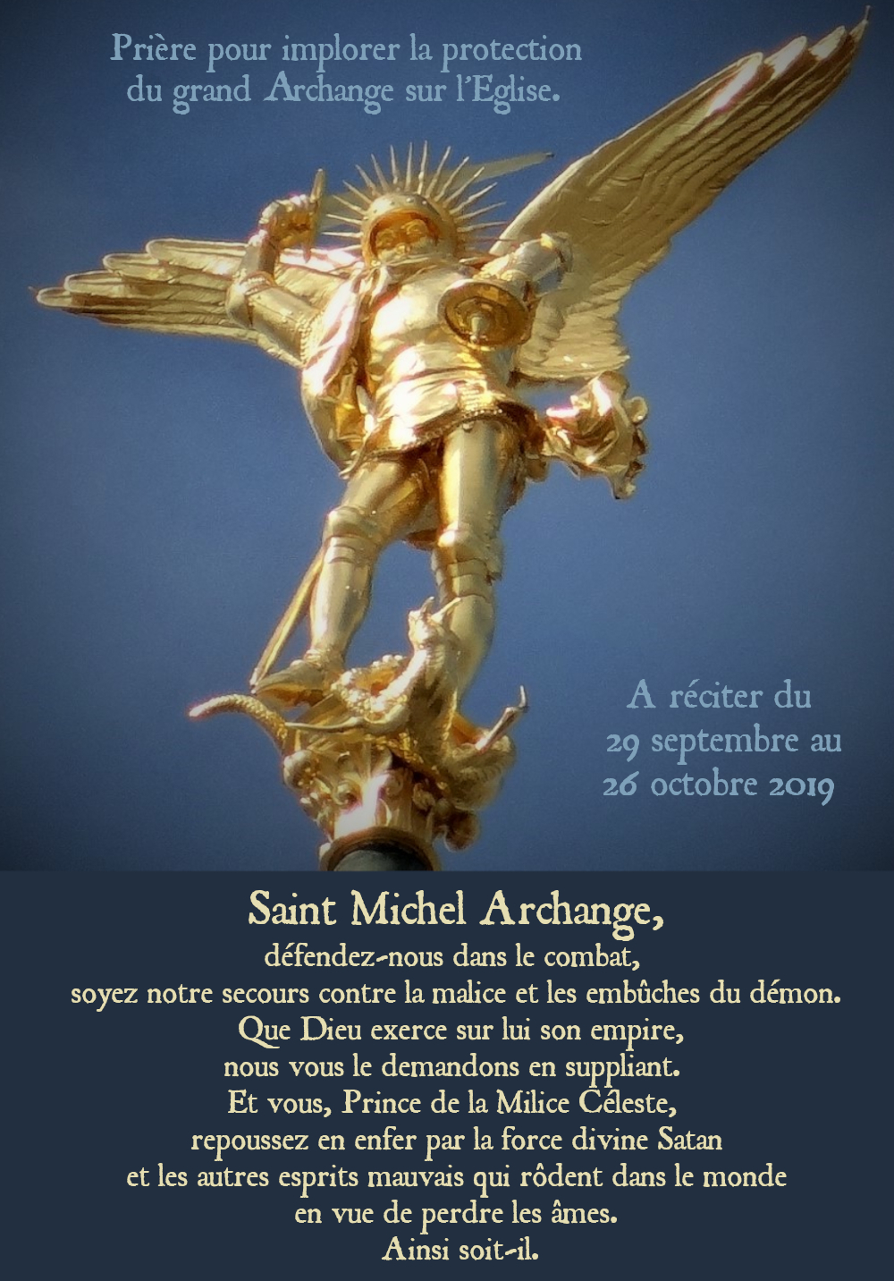 Prière à saint Michel archange pour l'Église et la France